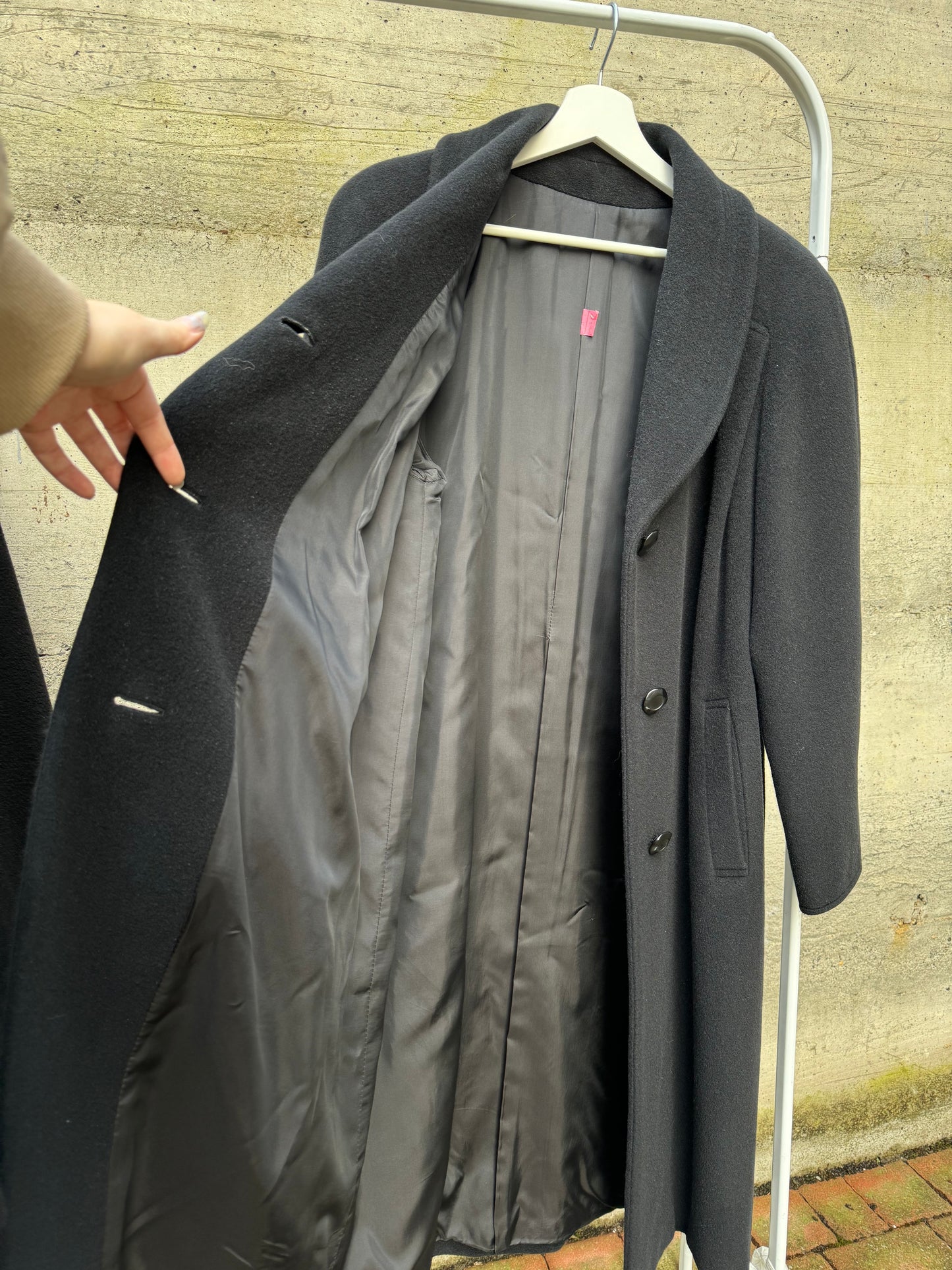 Cappotto donna sartoriale 100% lana vergine merino Marzotto e fodera in cupro Bemberg. Taglia 42it