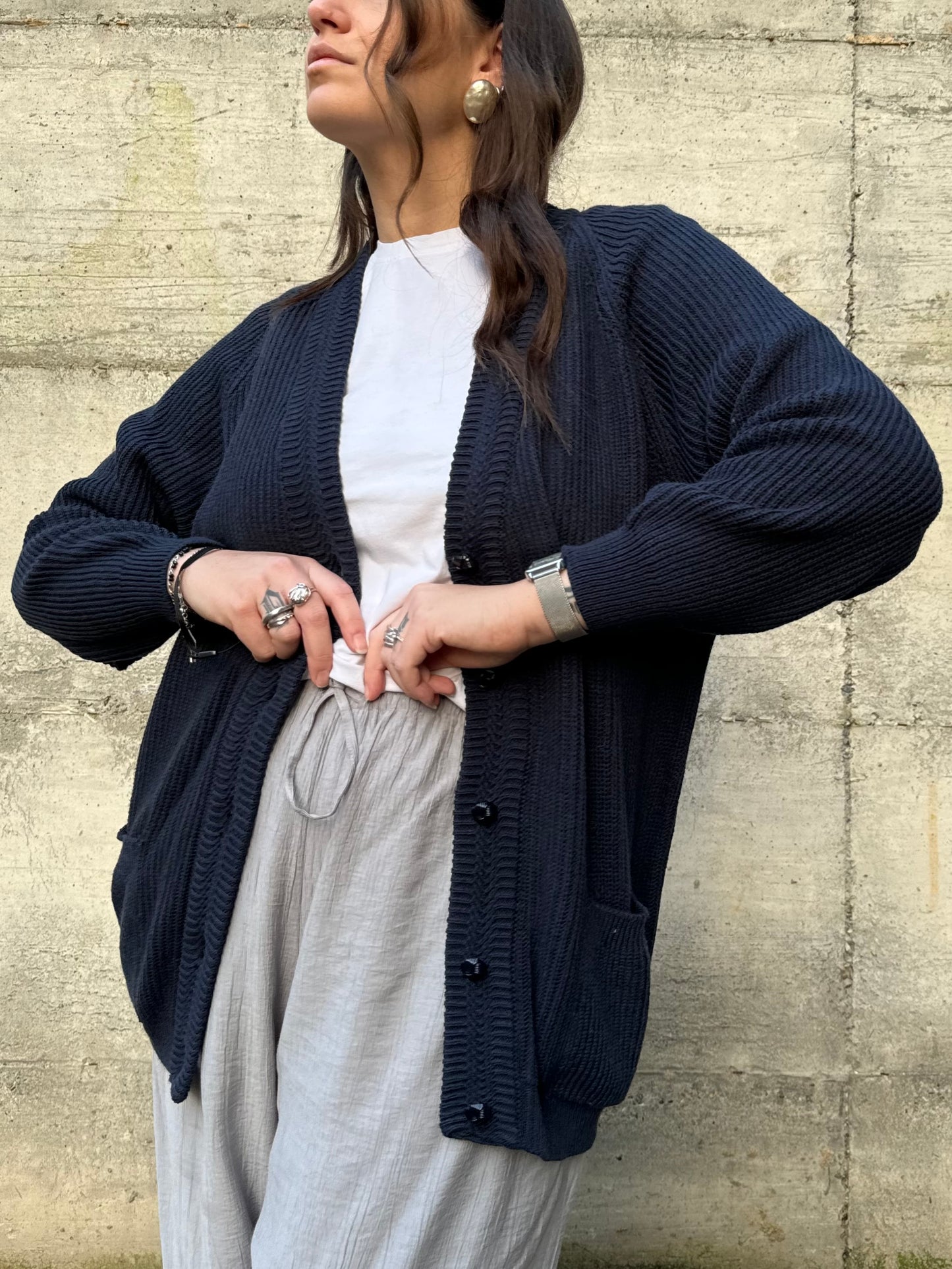 Cardigan donna tricot blu notte