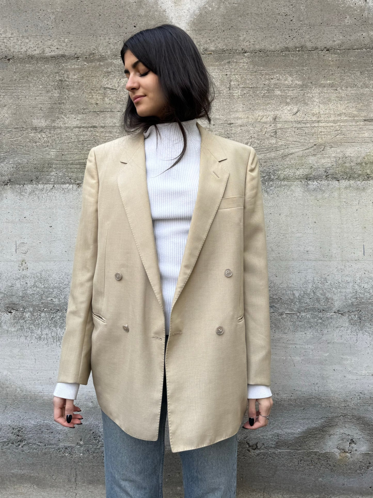 Blazer sartoriale doppiopetto crema