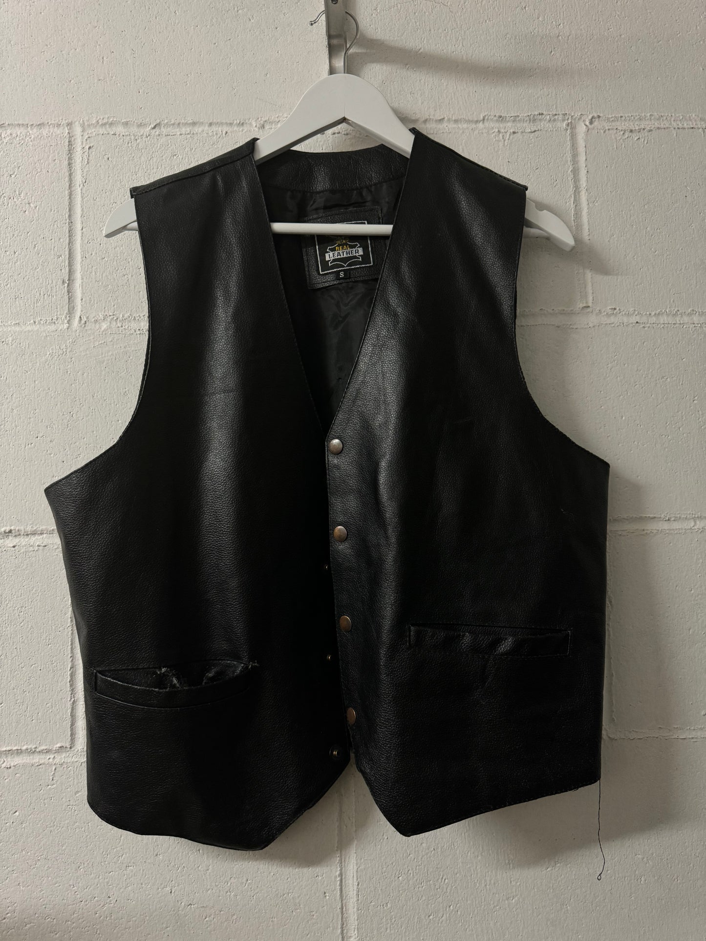Gilet in vera pelle nero, S uomo
