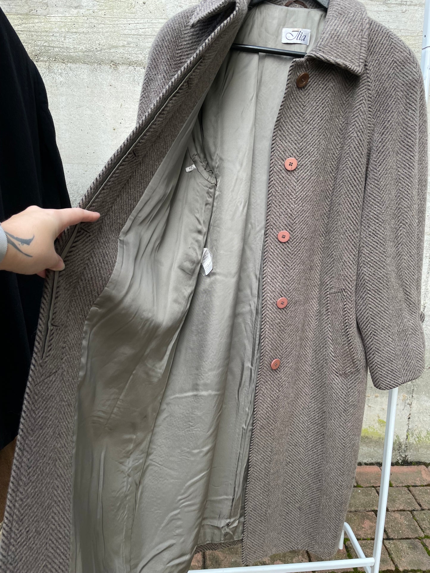 Cappotto monopetto sartoriale spigato in lana