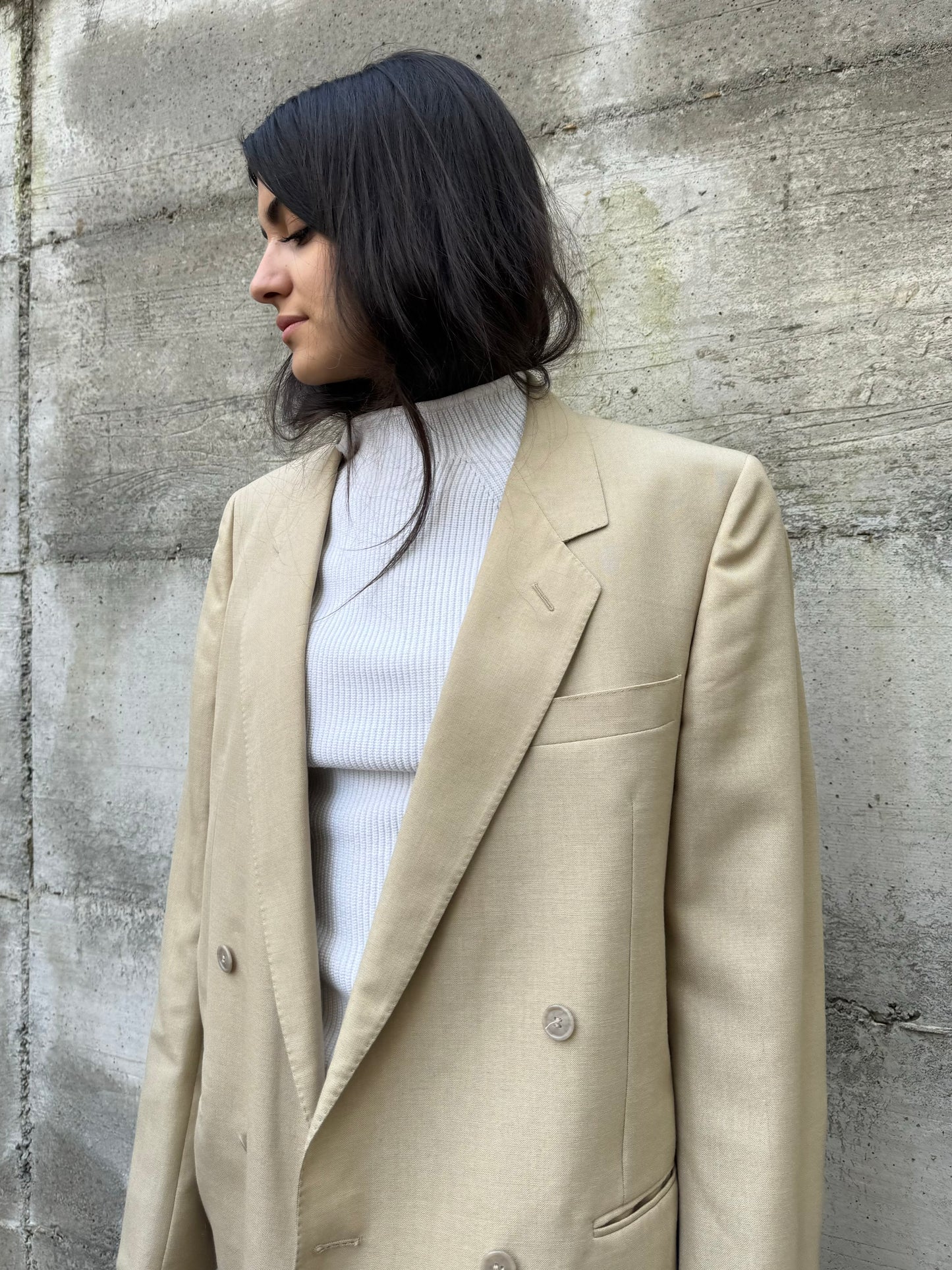 Blazer sartoriale doppiopetto crema