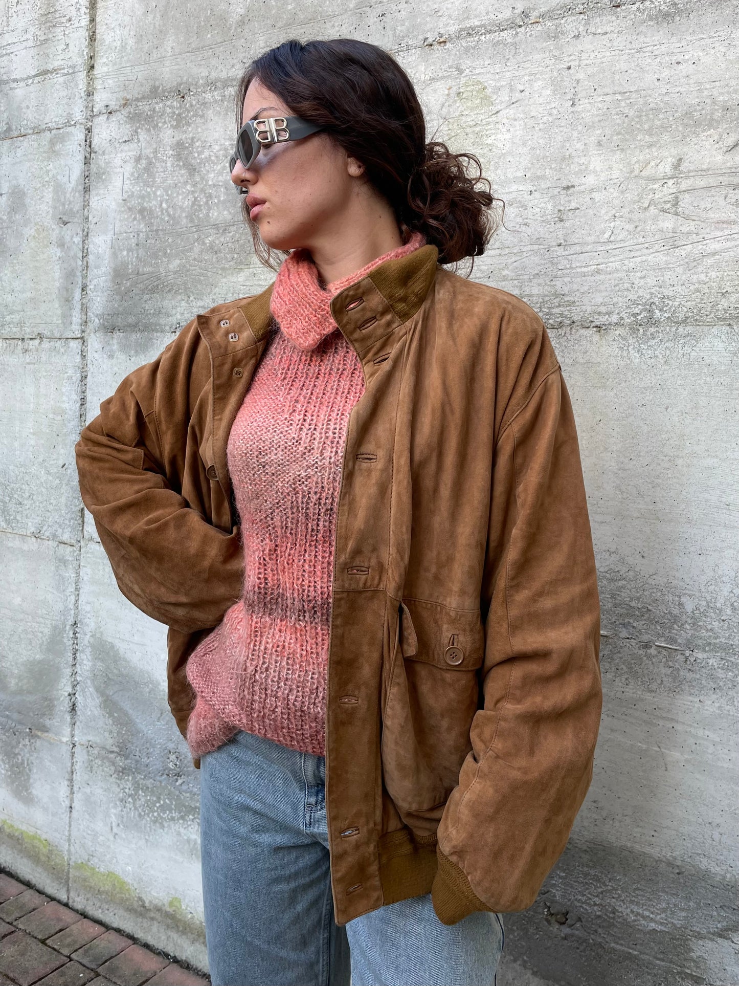 Bomber suede oversize color cognac