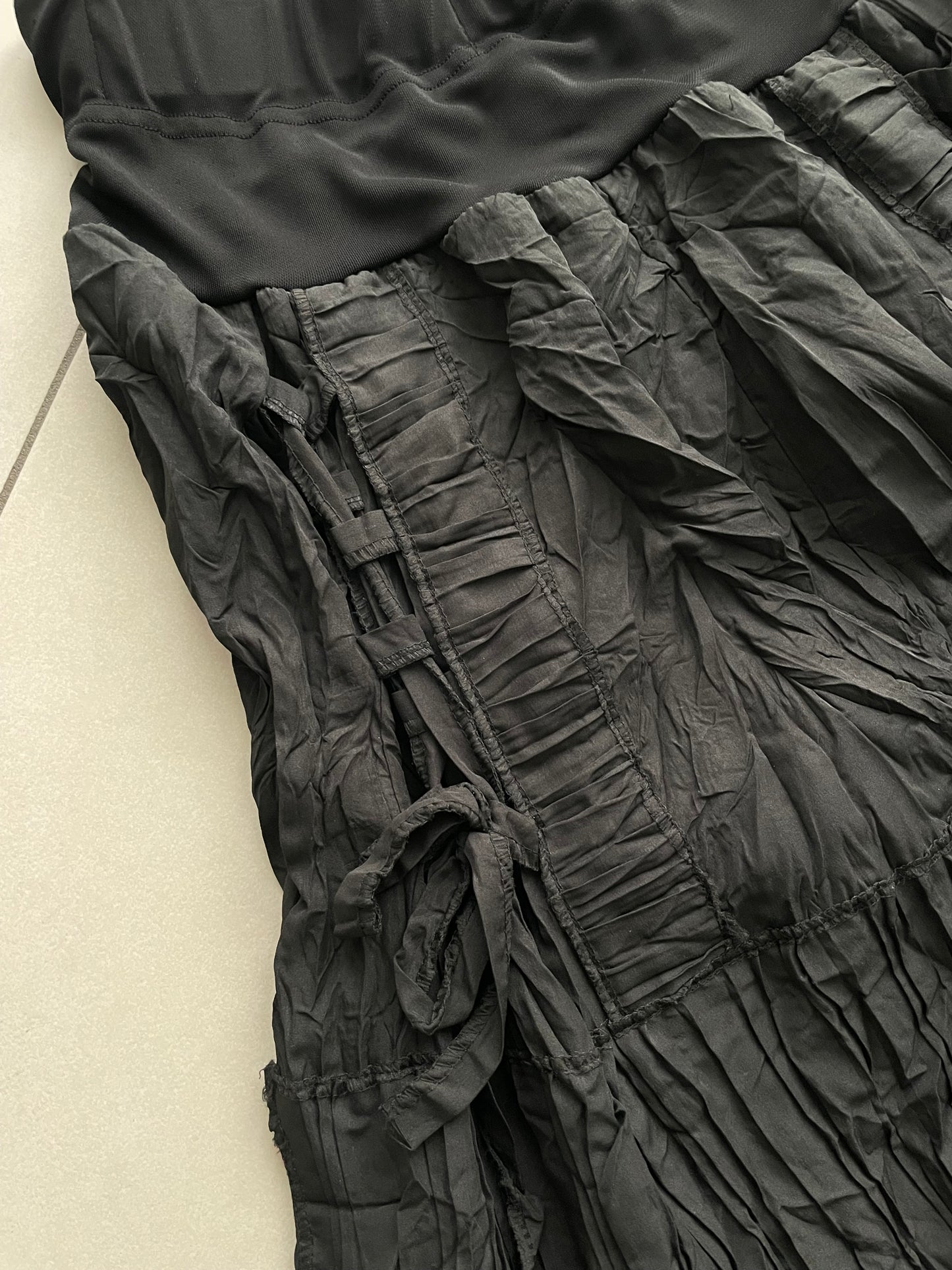 Maxi gonna sartoriale nera 100% cotone crespato - taglia unica