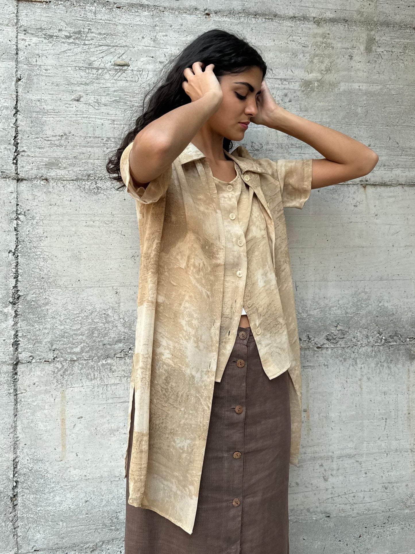 Camicia sartoriale in crepe di viscosa - completo*