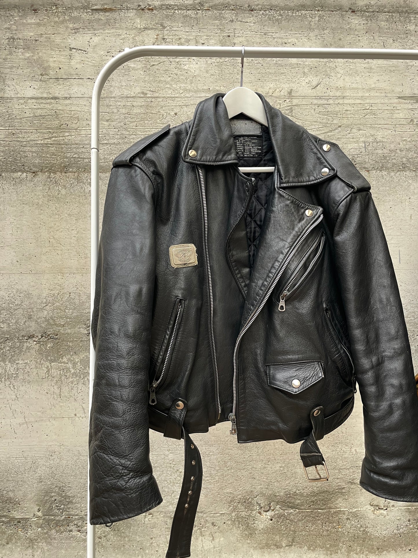 Chiodo Carlton in vera pelle nero, taglia M uomo