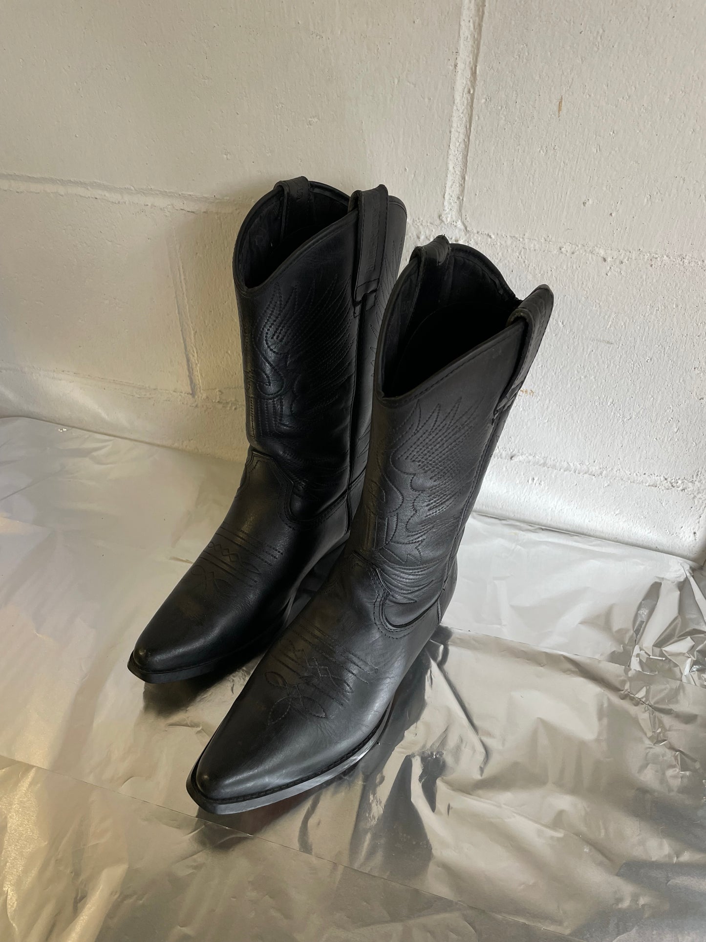 EU 39 - Texano vintage vera pelle nero, originale americano