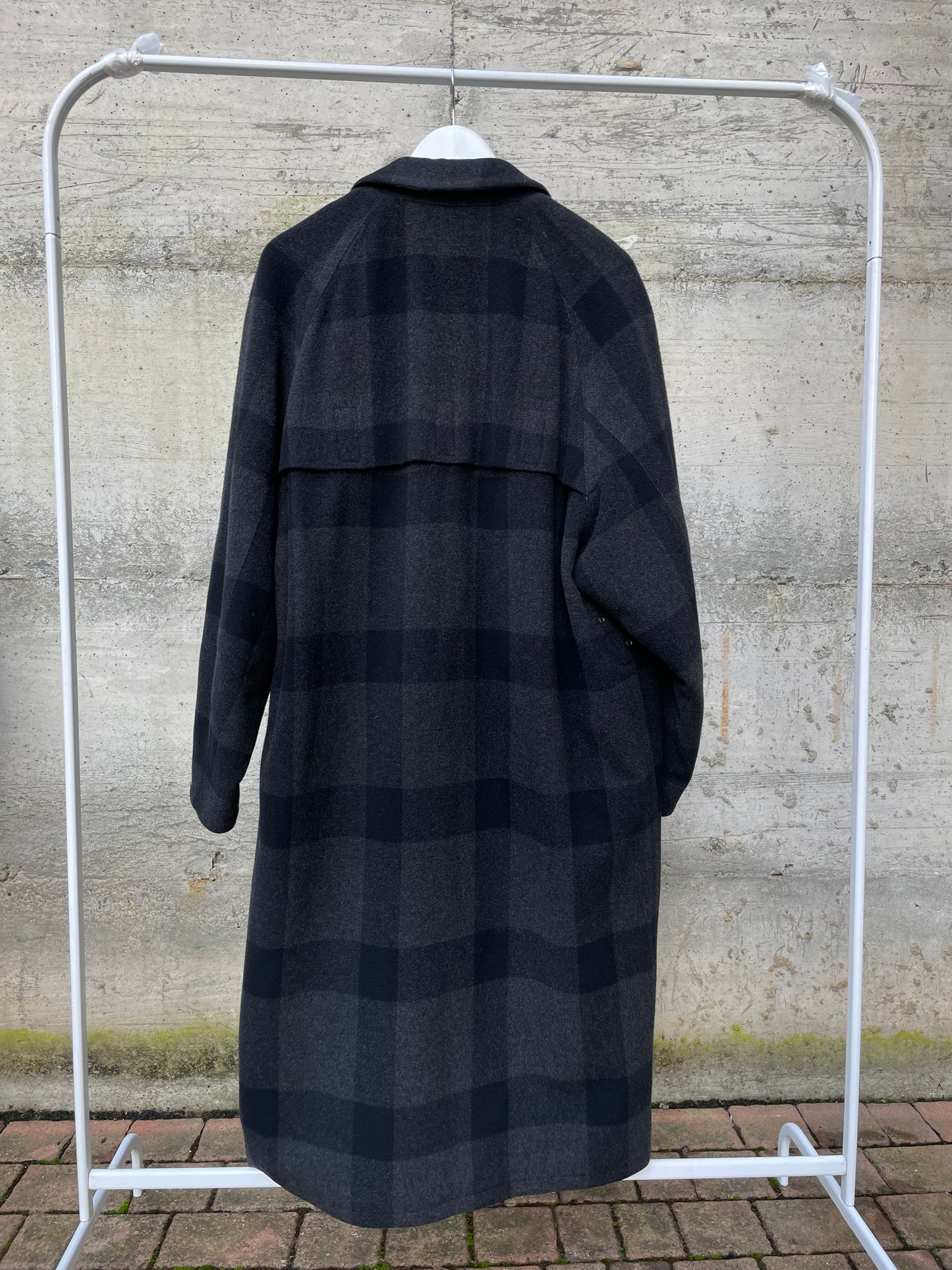 Cappotto Oliver by Valentino tartan grigio scuro, 100% lana - taglia M uomo