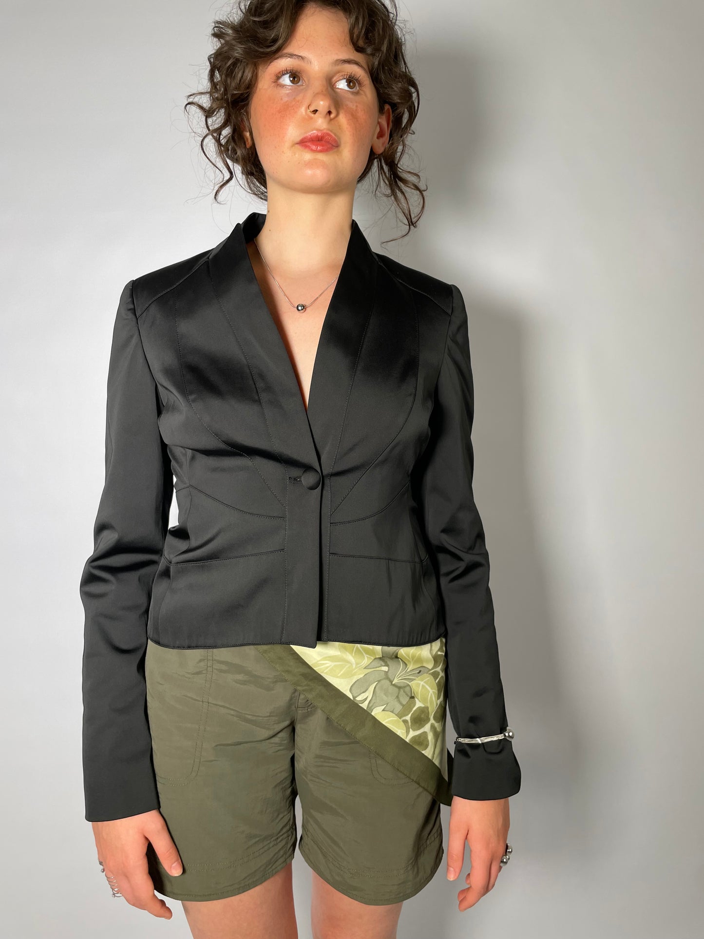 Giacchina raso nera Conbipel anni 90 - taglia S