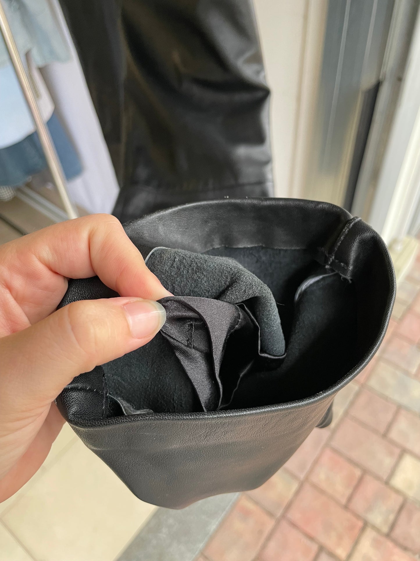 Pantalone vita alta nero in vera pelle - taglia 38/40it (XS/S)