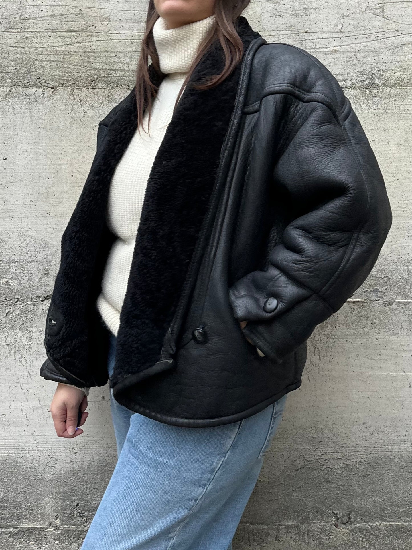 Montone Shearling cropped 80s, rara taglia 44it donna