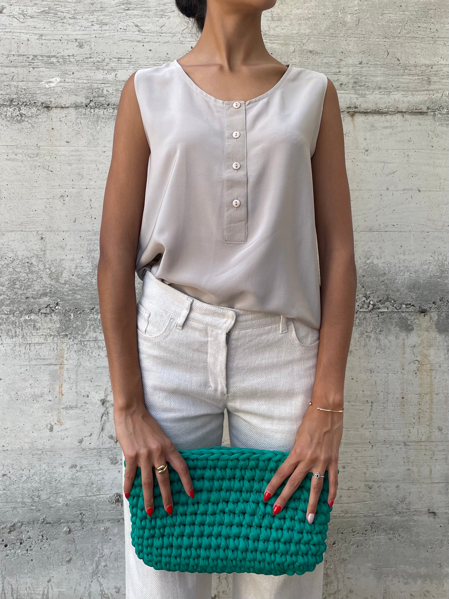 Top 100% seta beige - taglia M