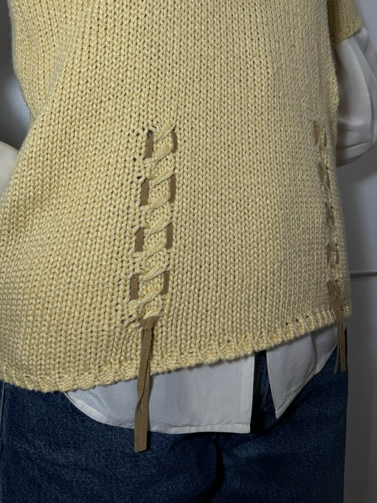 Maglioncino crochet a manica corta in cotone