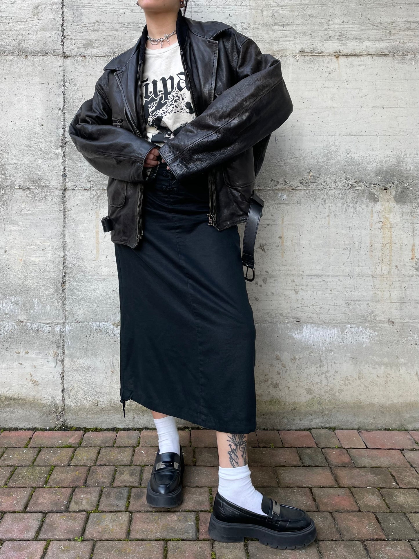 Chiodo vintage distressed in vera pelle - L uomo