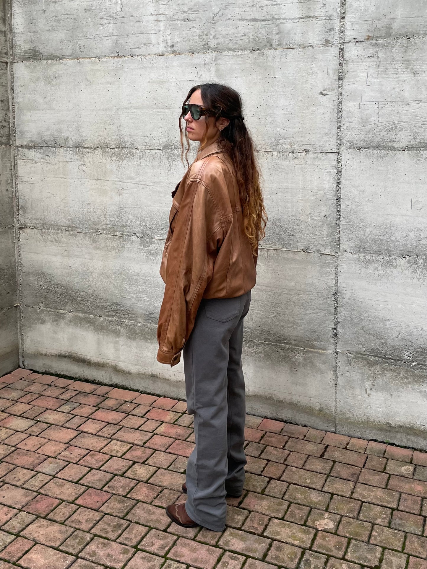 Bomber vera pelle ruggine - taglia L uomo