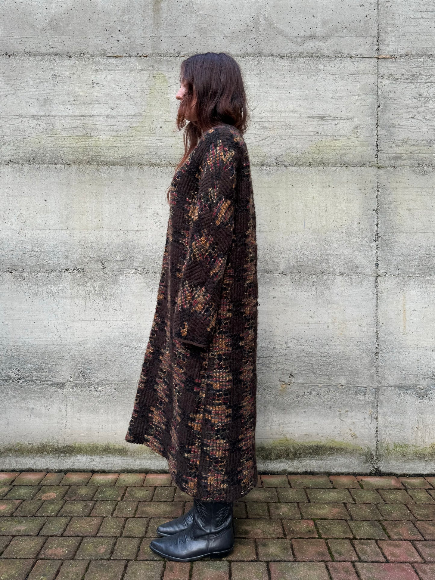 Maxi abito midi a tunica sartoriale in lana