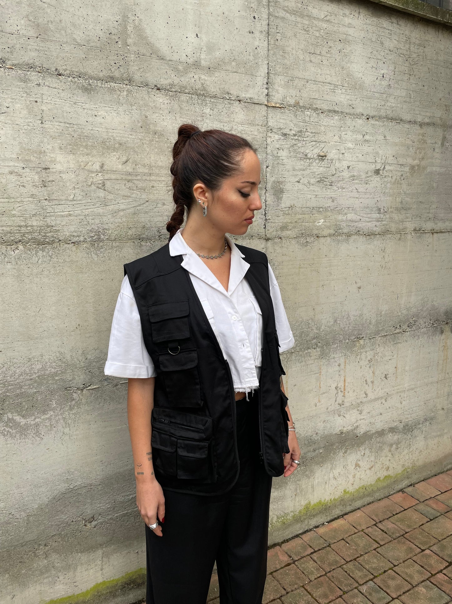 Gilet cargo multipocket nero