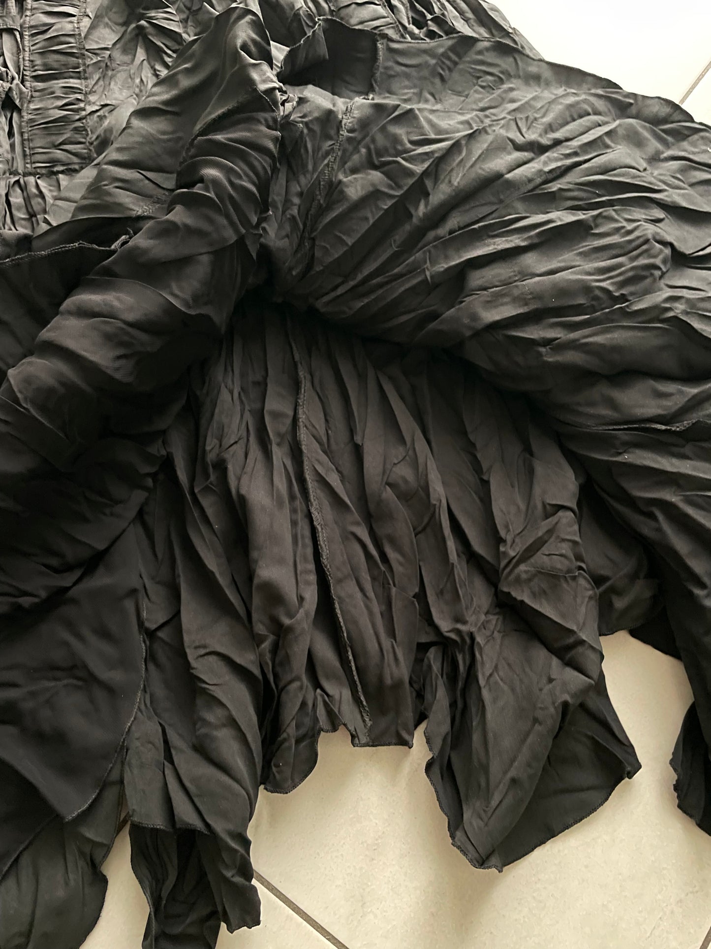 Maxi gonna sartoriale nera 100% cotone crespato - taglia unica