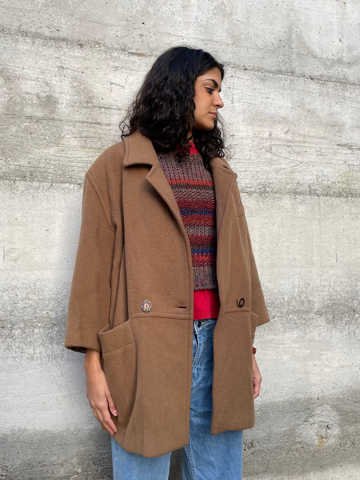 Caban sartoriale biscotto in pura lana