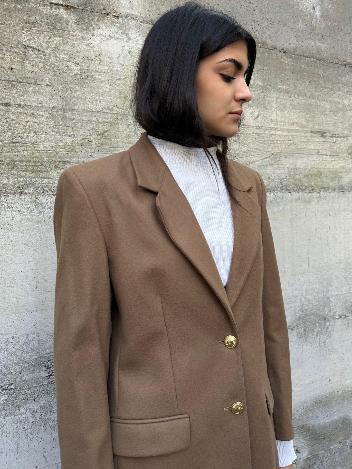 Blazer sartoriale donna in misto lana e cashmere con bottoni dorati