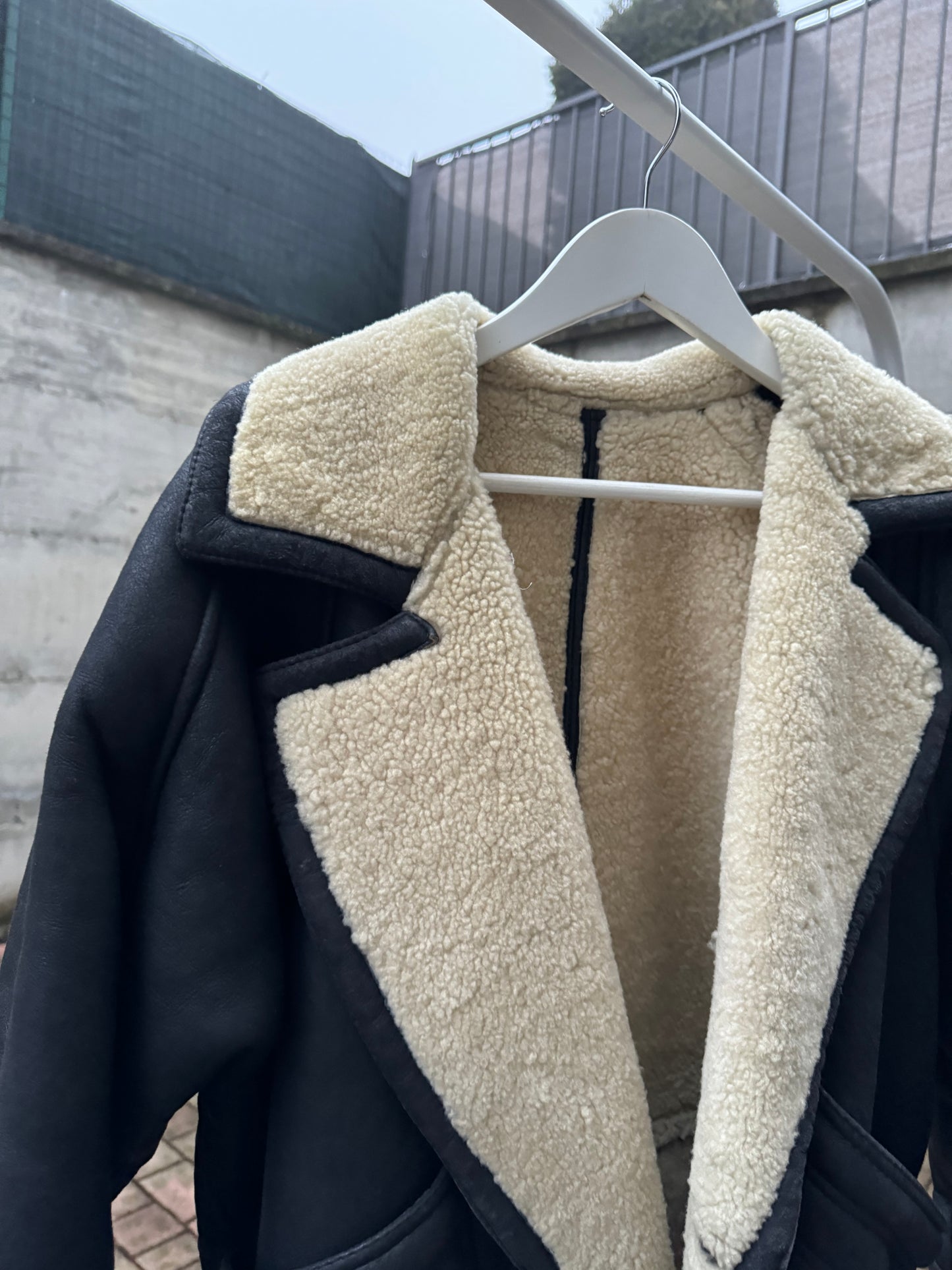 Bomber aviator Shearling nero, in rara taglia 46it uomo (XS)