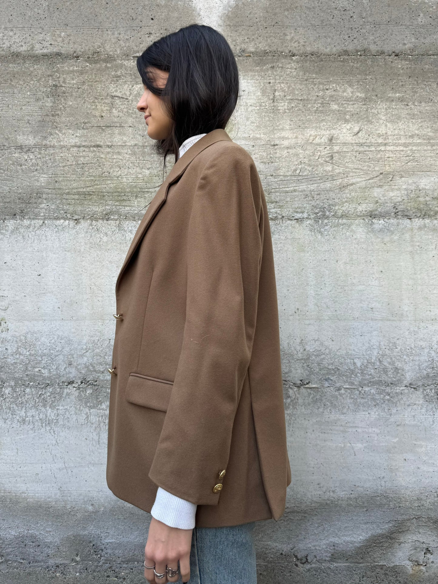 Blazer sartoriale donna in misto lana e cashmere con bottoni dorati