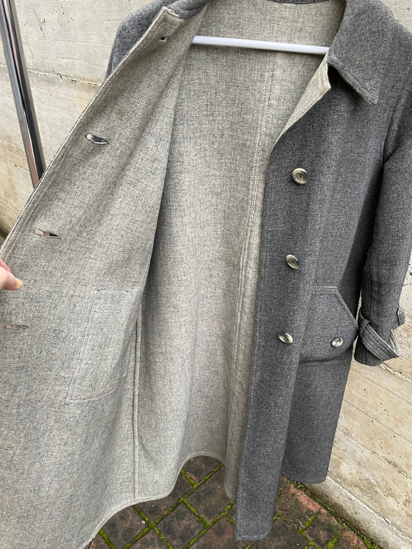 Spolverino mezza stagione lana cotta grigio - M