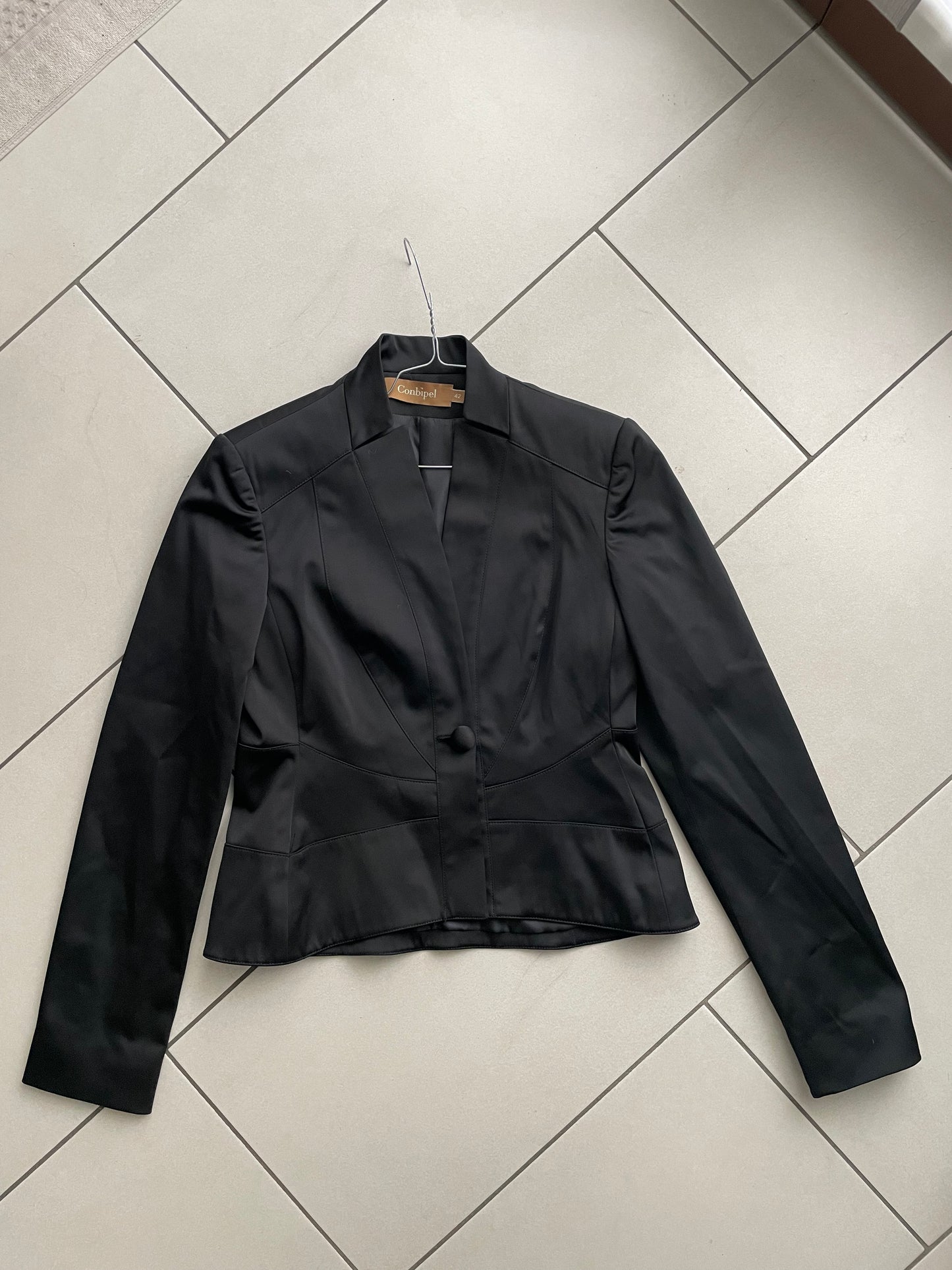 Giacchina raso nera Conbipel anni 90 - taglia S