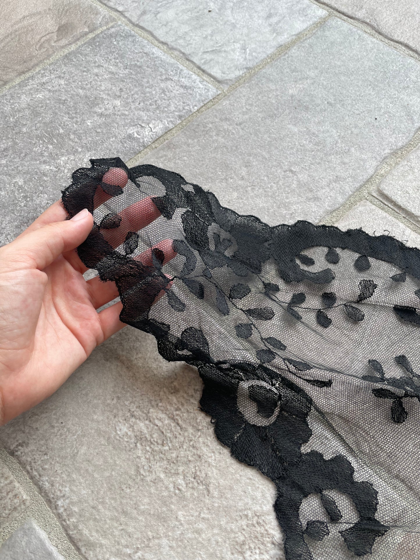 Foulard scialle vintage in pizzo nero