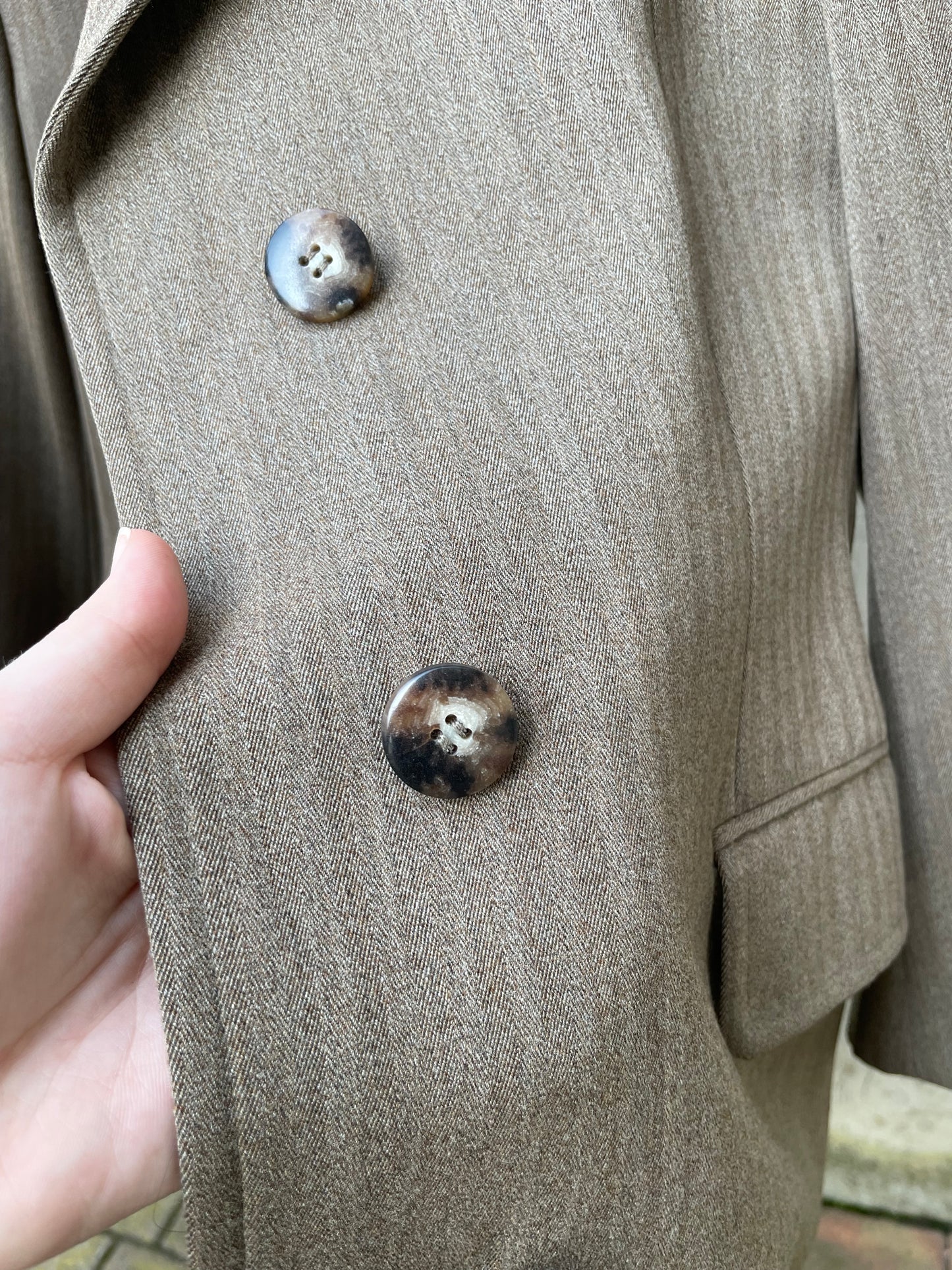 Soprabito cachi gessato mezza stagione 100% lana - 44it donna