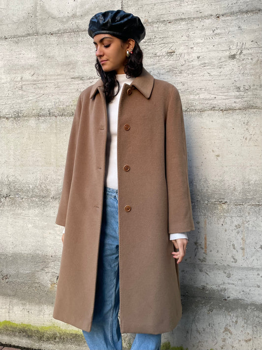 Cappotto sartoriale biscotto in pura lana vergine superfine