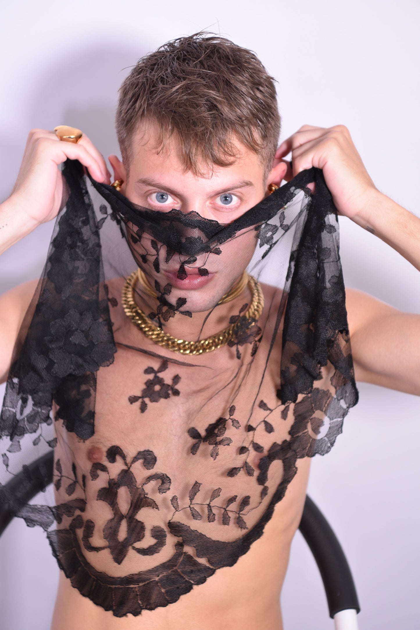 Foulard scialle vintage in pizzo nero