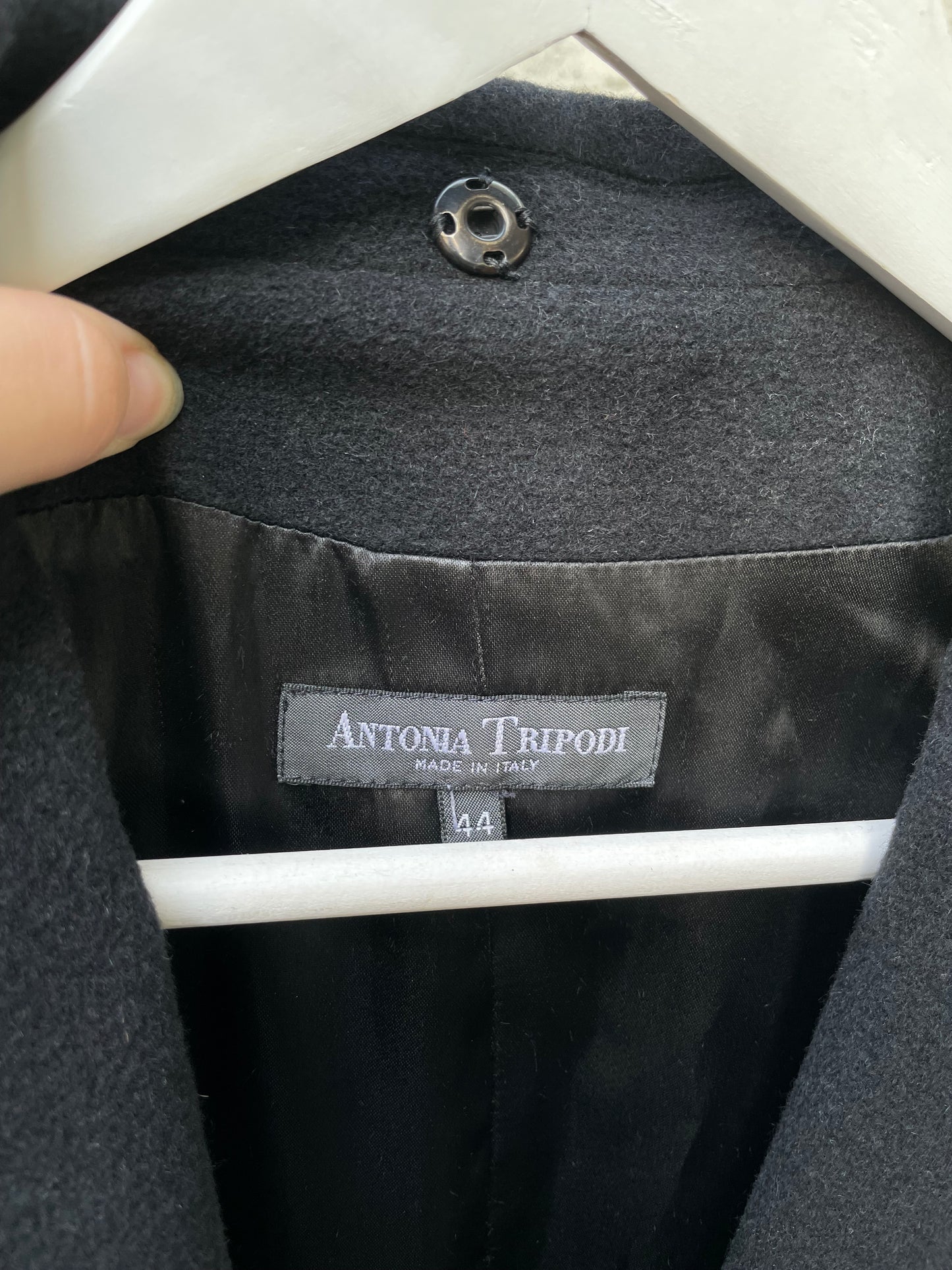 Cappotto nero sfiancato sartoriale 100% lana - taglia S