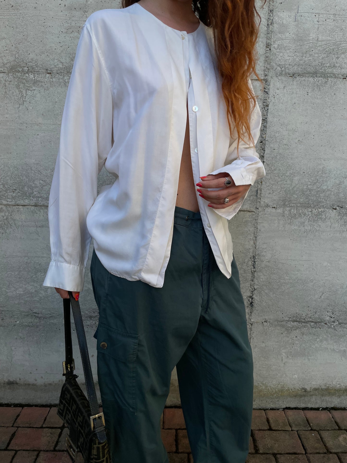 Blusa bianca 100% seta sartoriale, taglia 44it