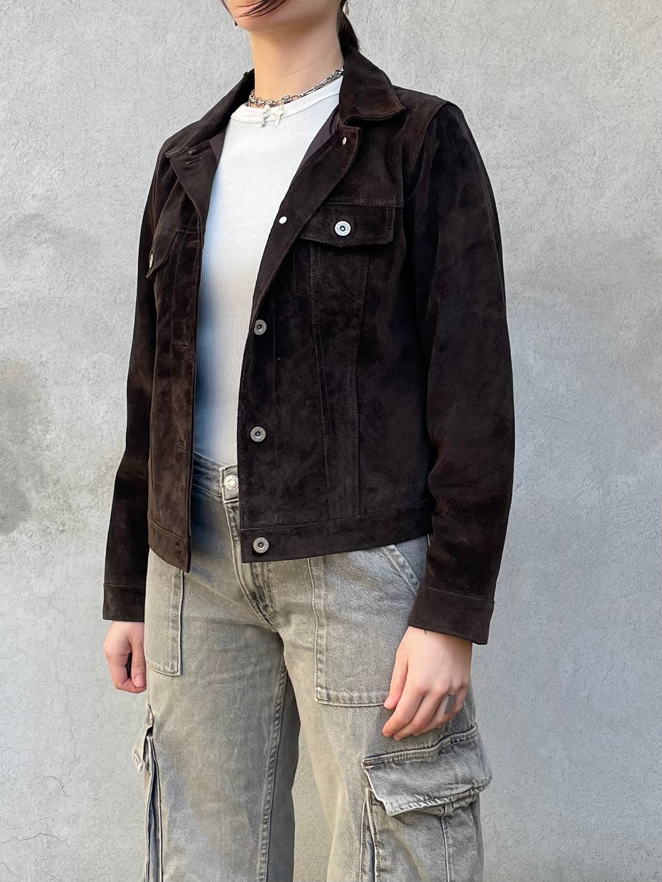 Giacca suede marrone