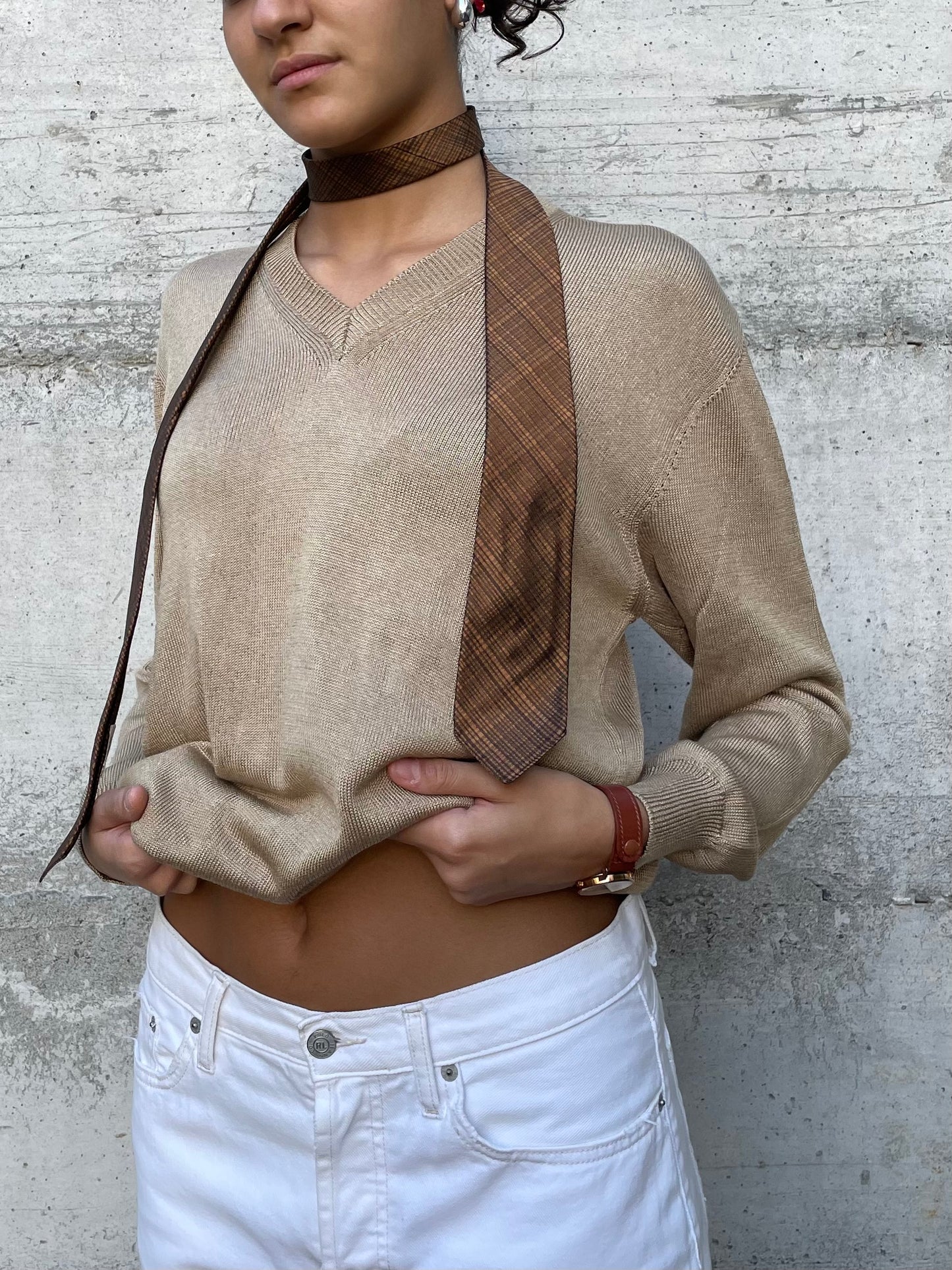 Maglioncino sartoriale 100% cotone scollo a V - taglia M