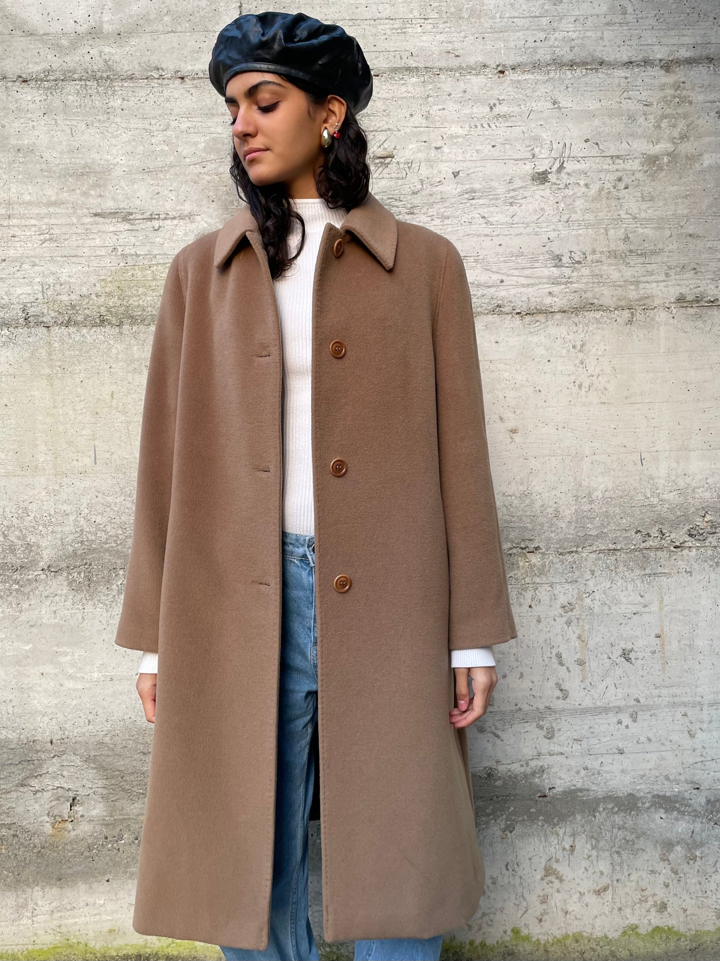 Cappotto sartoriale biscotto in pura lana vergine superfine