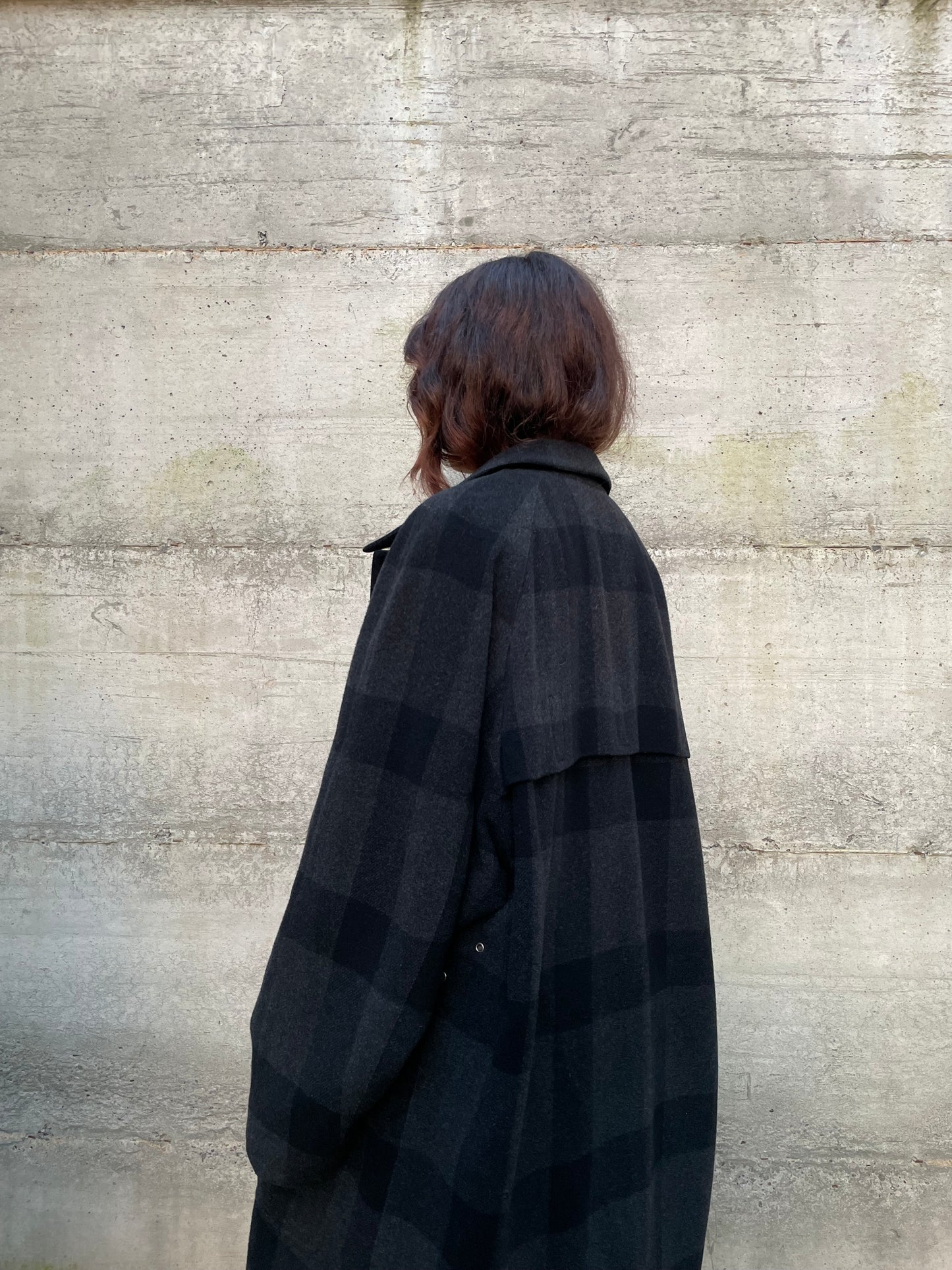 Cappotto Oliver by Valentino tartan grigio scuro, 100% lana - taglia M uomo