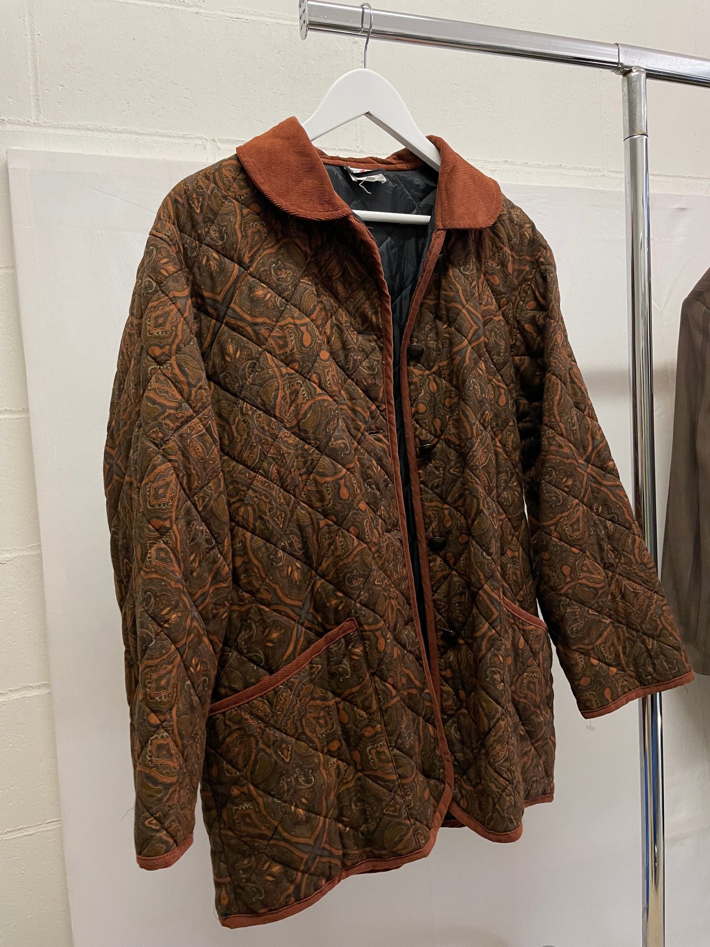 Giacca trapuntata leggera paisley cioccolato - M donna