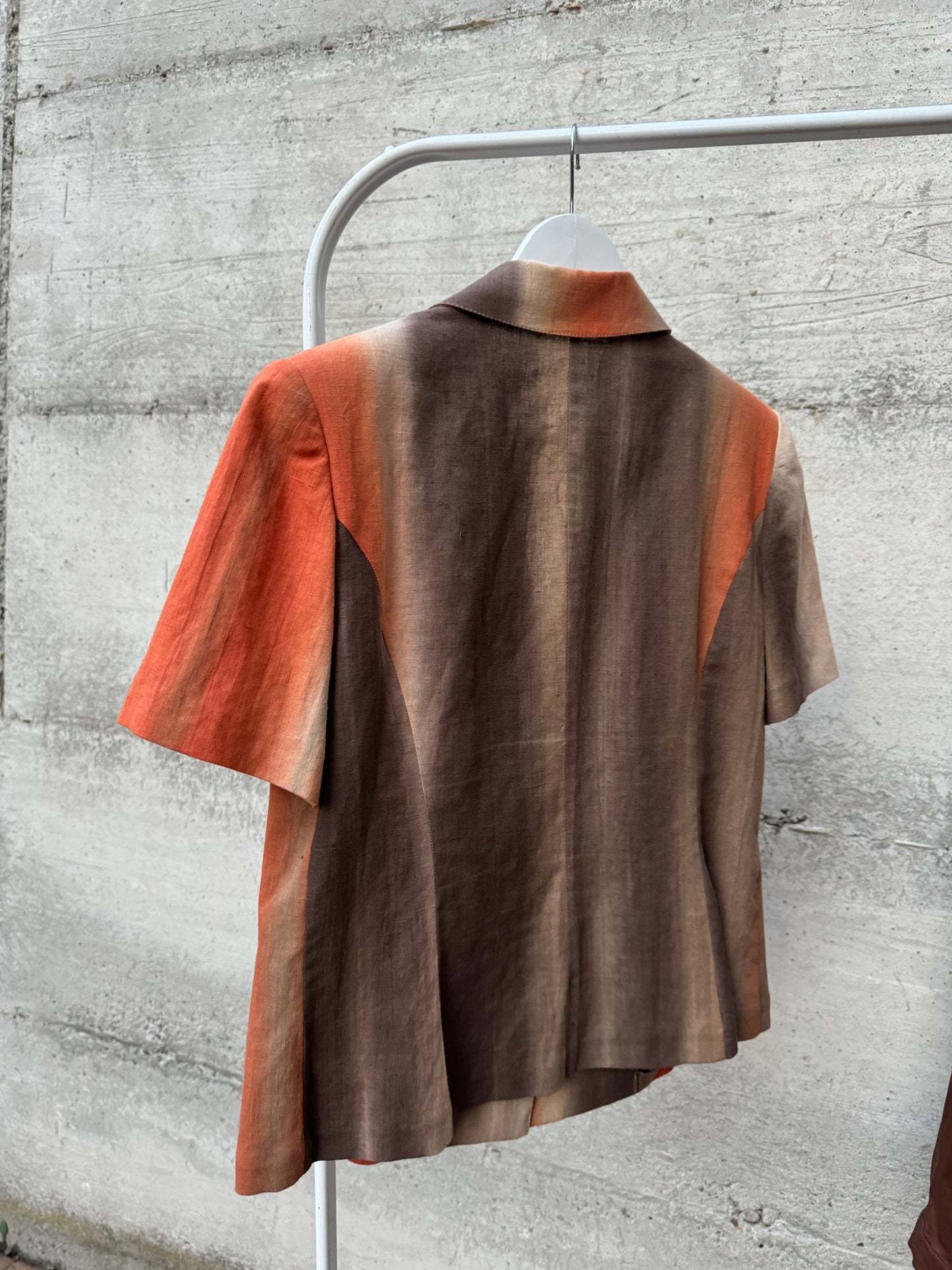 Blazer a manica corta sartoriale in misto lino e cotone