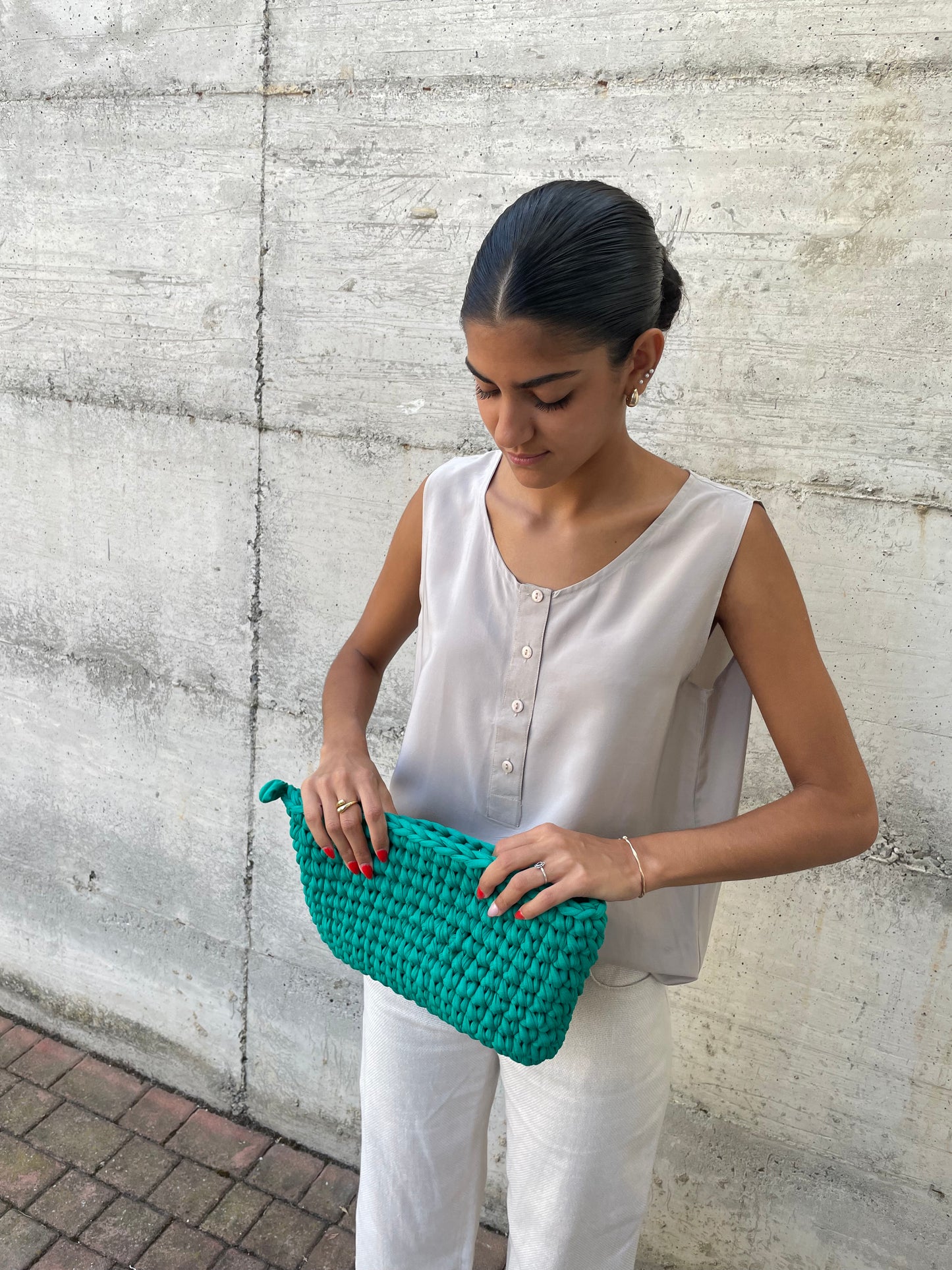 Top 100% seta beige - taglia M