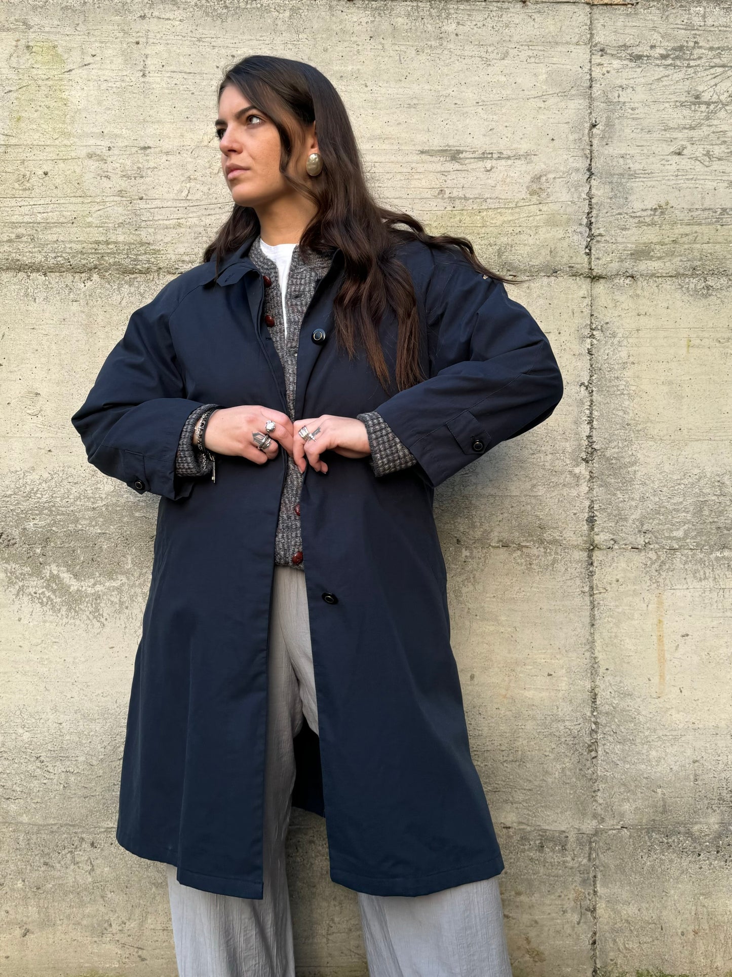 Trenchcoat sartoriale monopetto blu notte