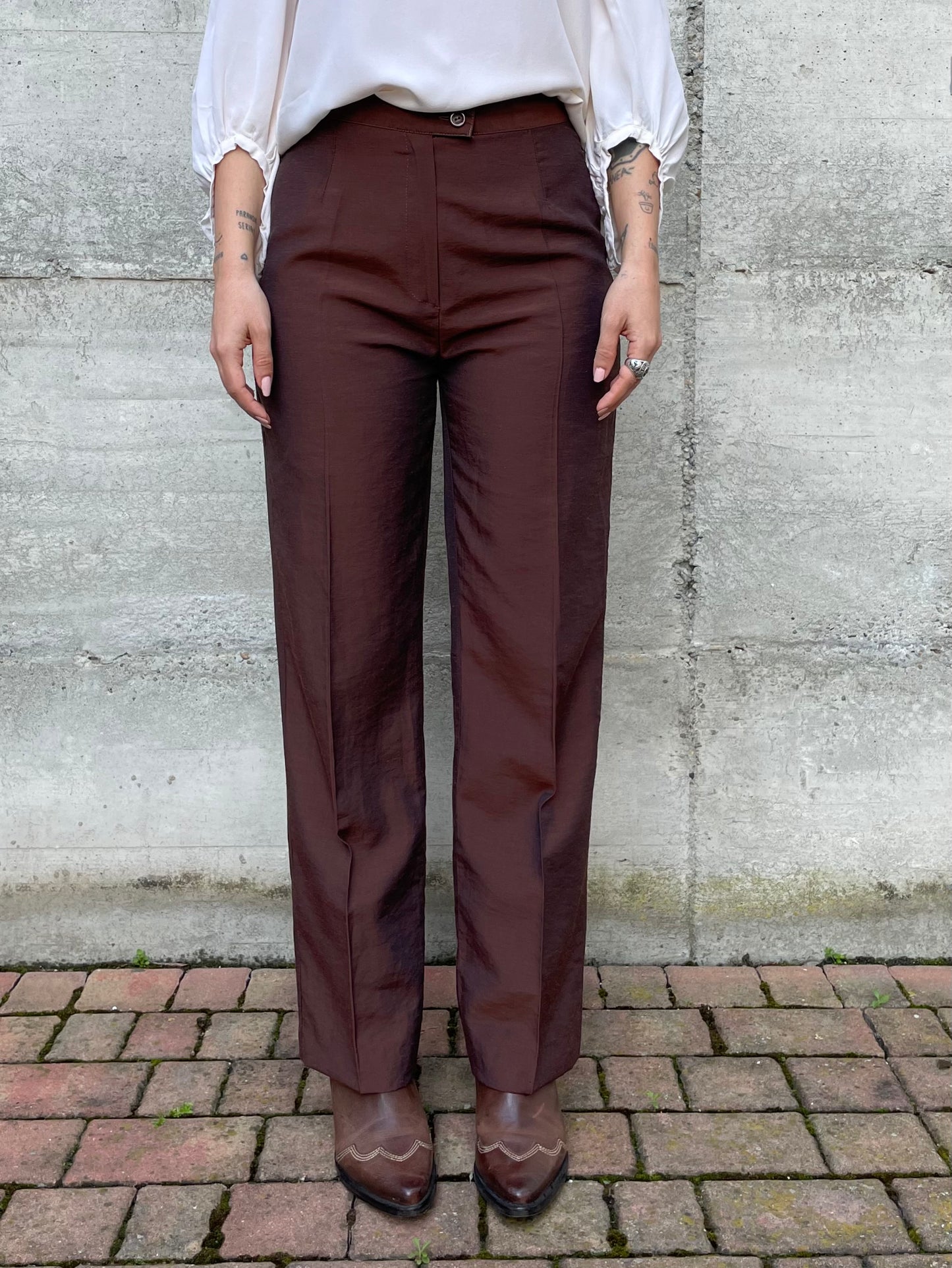 Pantalone chino shantung - misto lino e viscosa - tg. 40/42