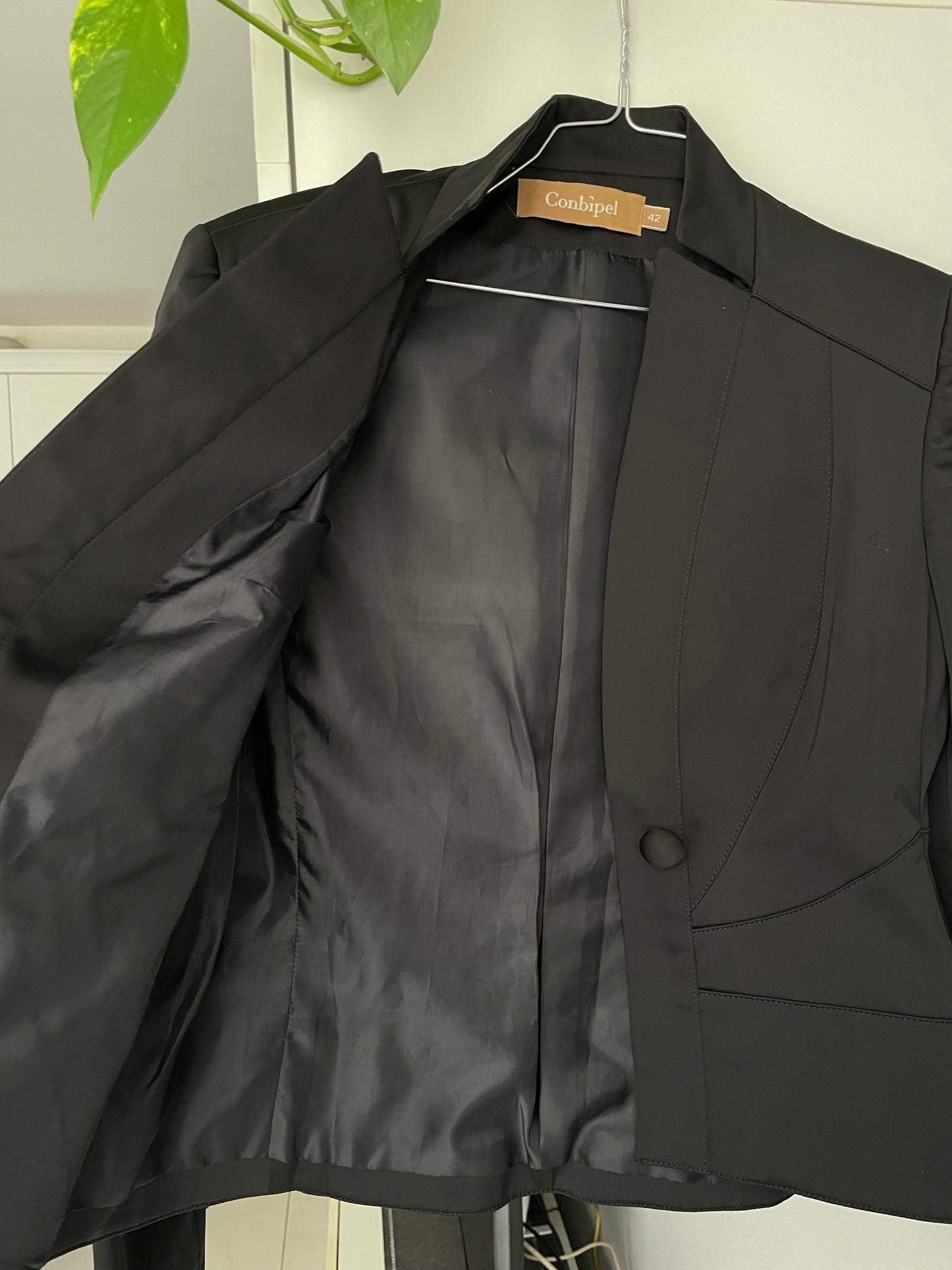 Giacchina raso nera Conbipel anni 90 - taglia S