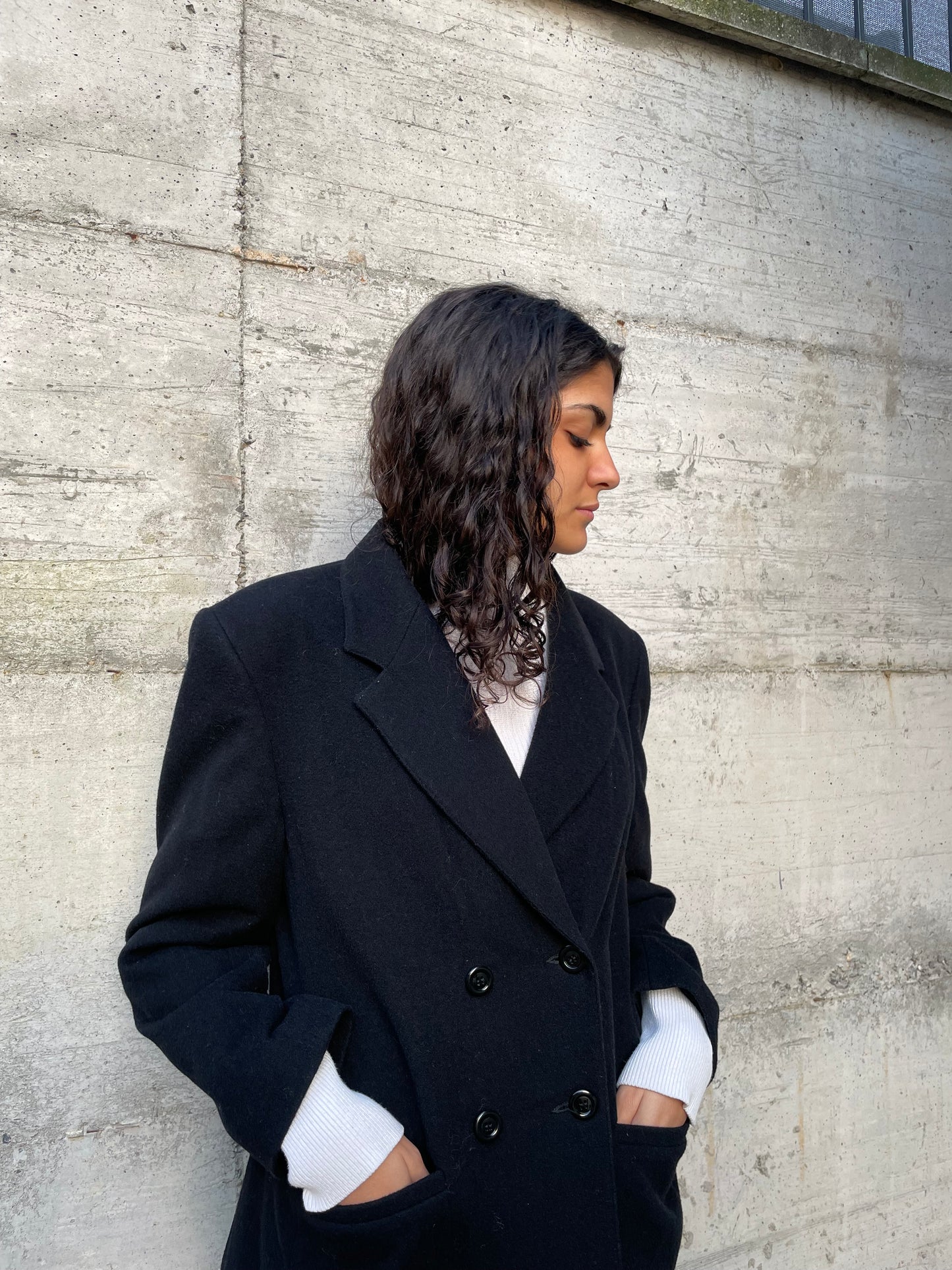 Blazer sartoriale nero doppiopetto in lana