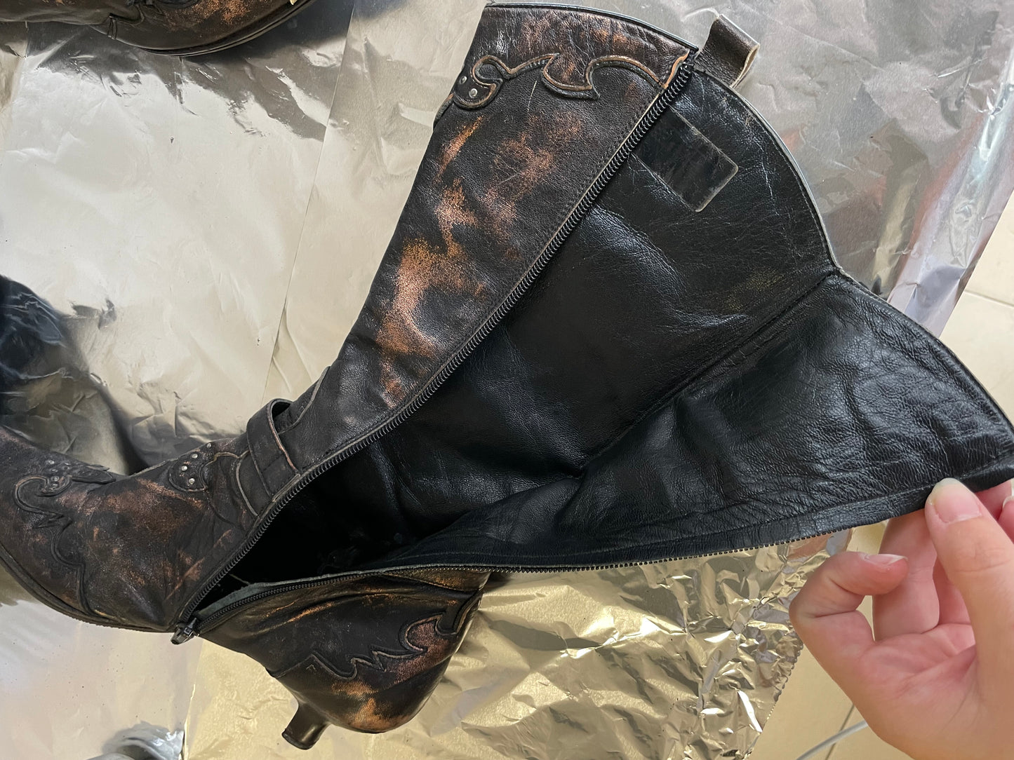 EU 37 - Texano 90s vera pelle a punta tacco basso 4cm