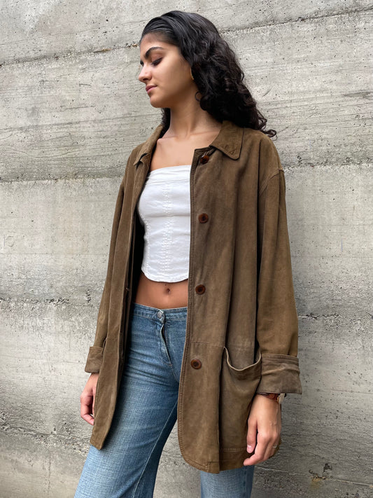 Blazer oversize suede marrone - taglia L