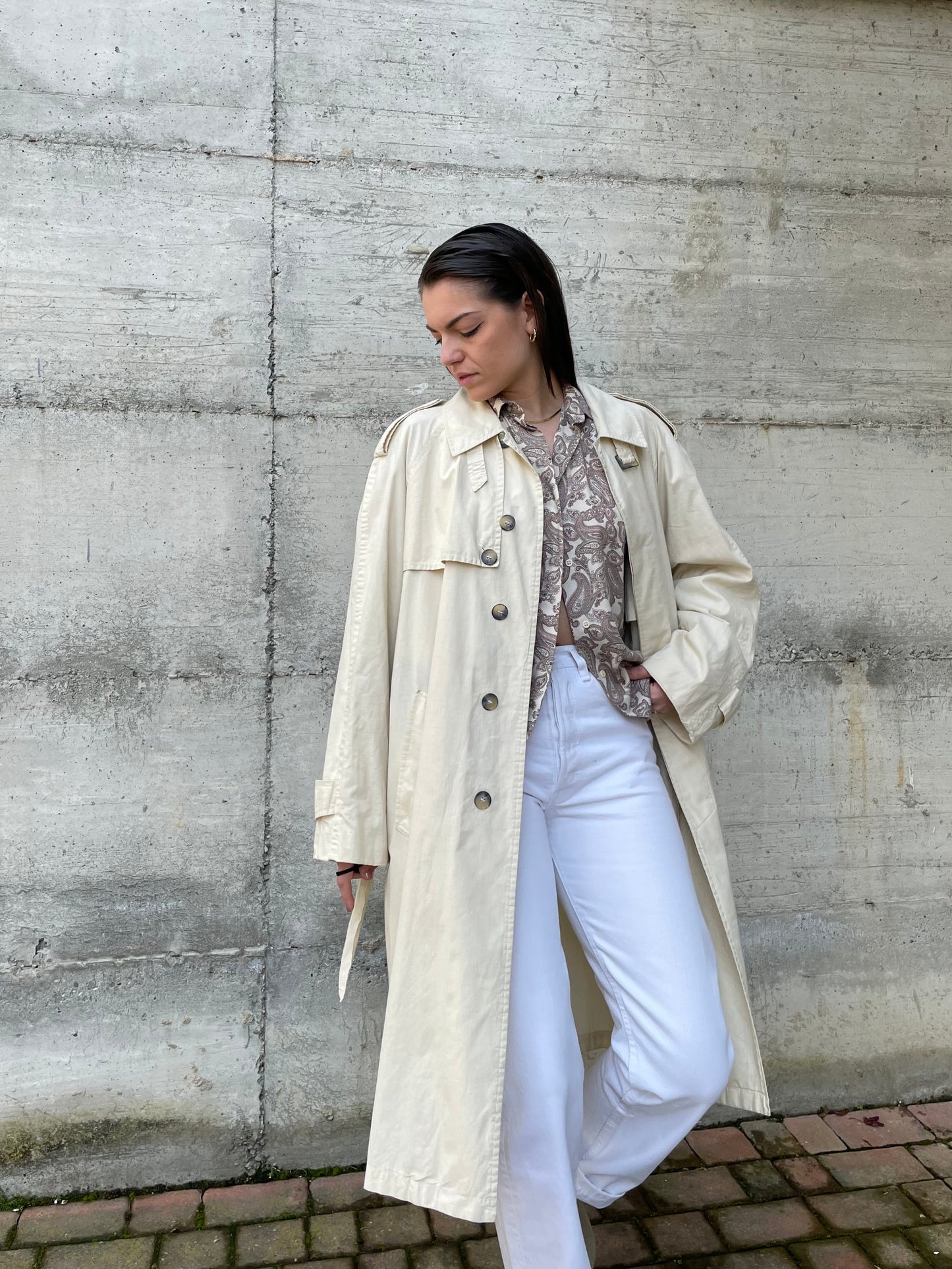 Trenchcoat crema in cotone Andrea Silardi