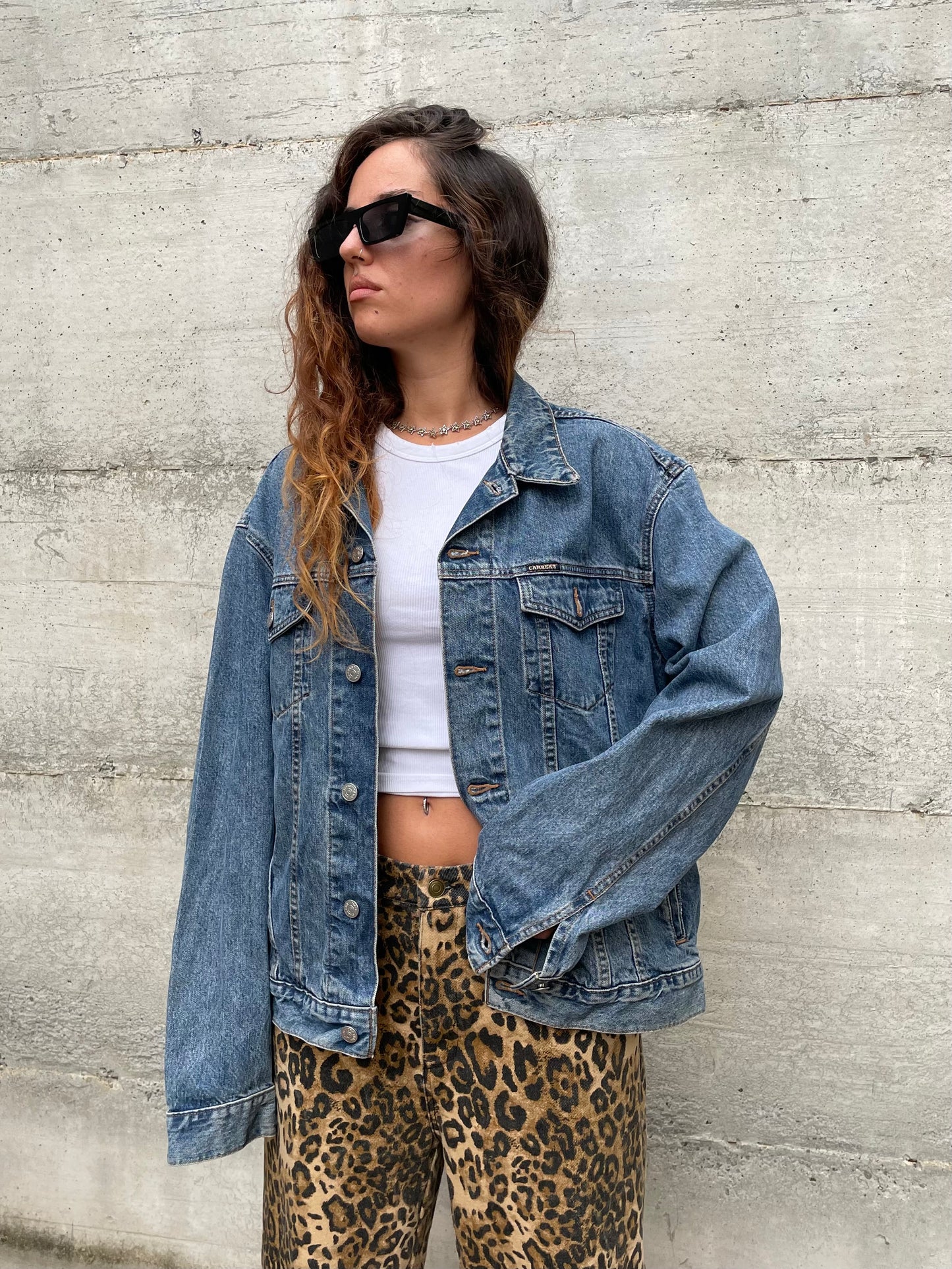 Giacca vintage denim Carrera, lavaggio medio, taglia XL