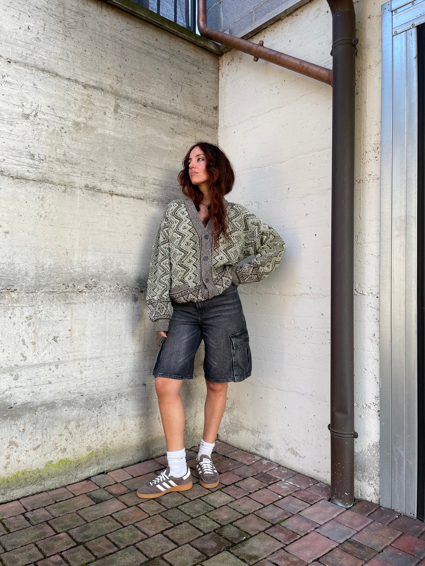 Maxi cardigan fantasia misto lana vergine e mohair - taglia unica